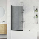 Bath Shower Screen Black 68 x 130 cm Tempered glass