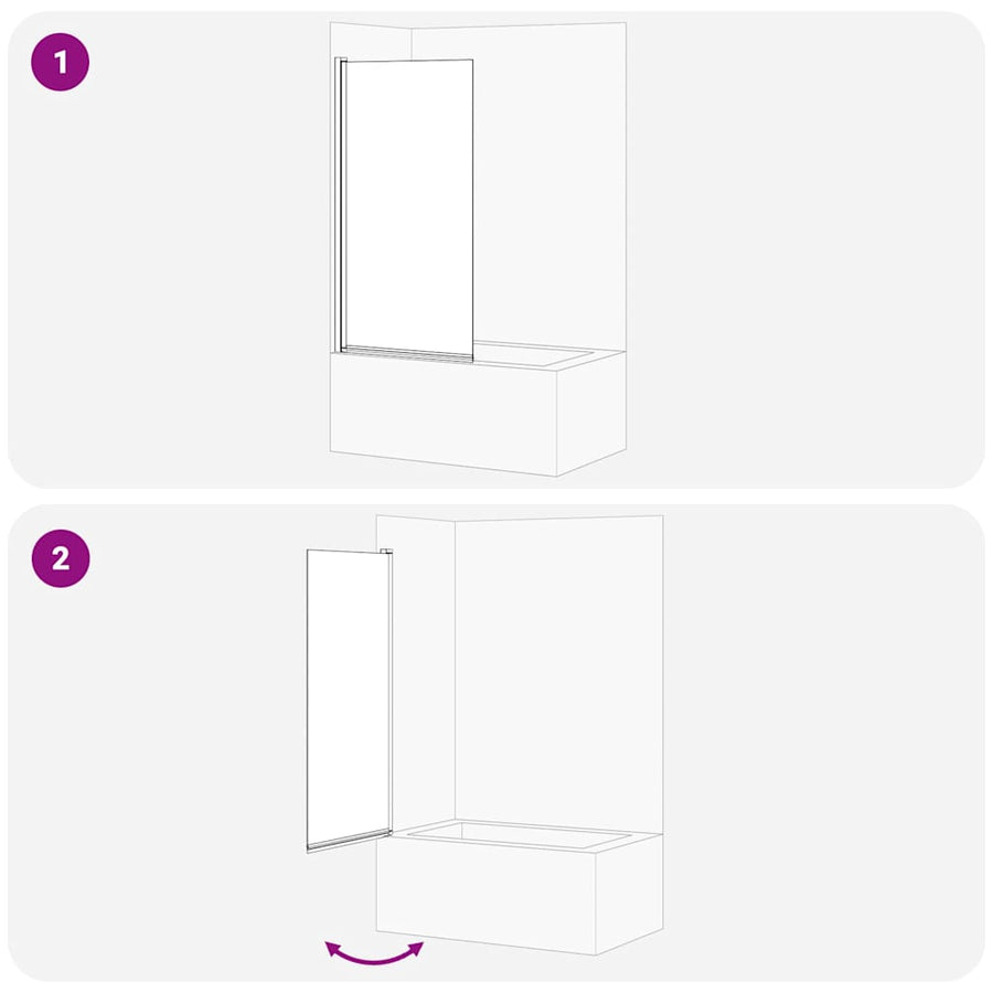Bad Douchescreen Zwart 68 x 130 cm Gehard glas