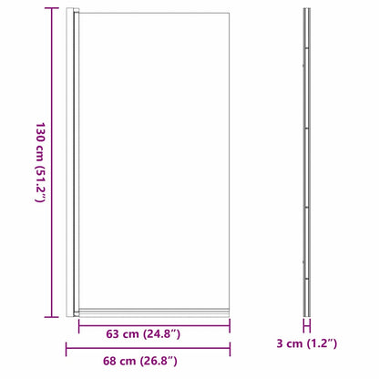 Bad Douchescreen Zwart 68 x 130 cm Gehard glas