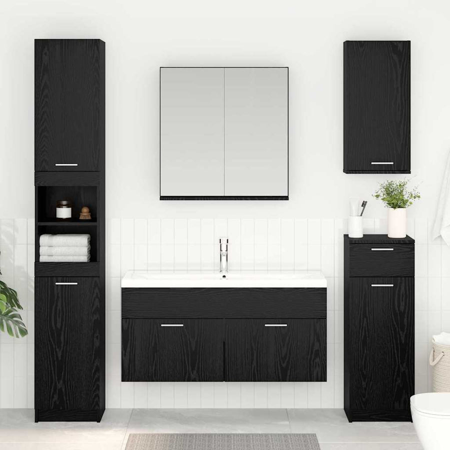Wastafelkast Zwart Eiken 38,5 x 100 x 46 cm Bewerkt hout