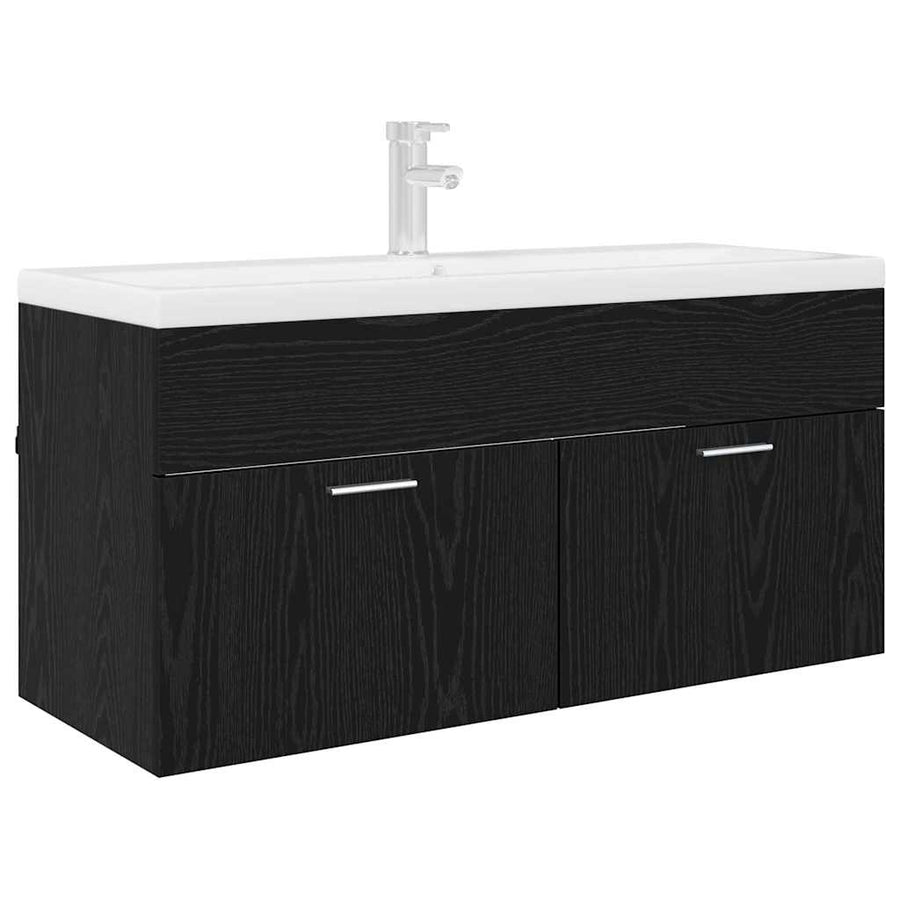 Wastafelkast Zwart Eiken 38,5 x 100 x 46 cm Bewerkt hout