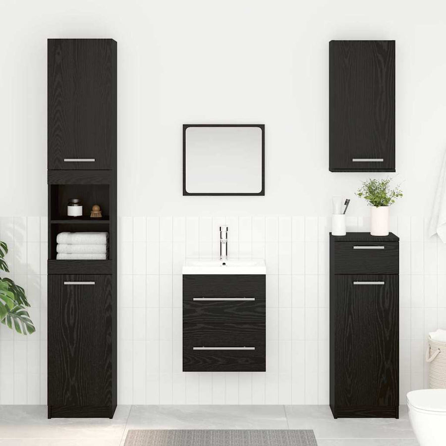 Wastafelkast Zwart Eiken 38,5 x 41 x 48 cm Bewerkt hout