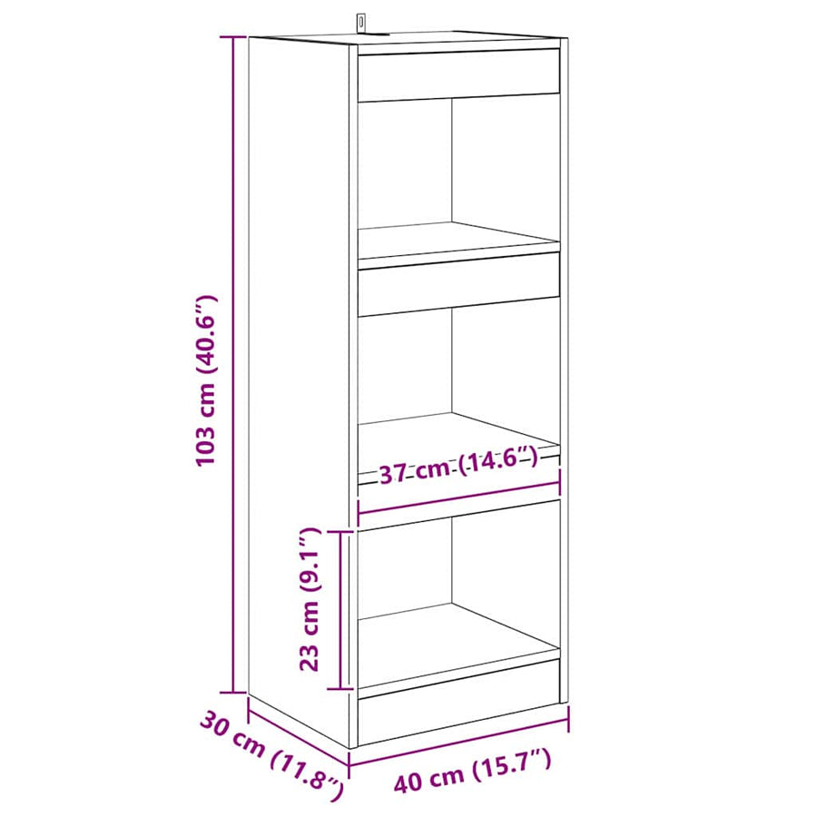 Boekenkast Oud hout 40 x 30 x 103 cm Bewerkt hout