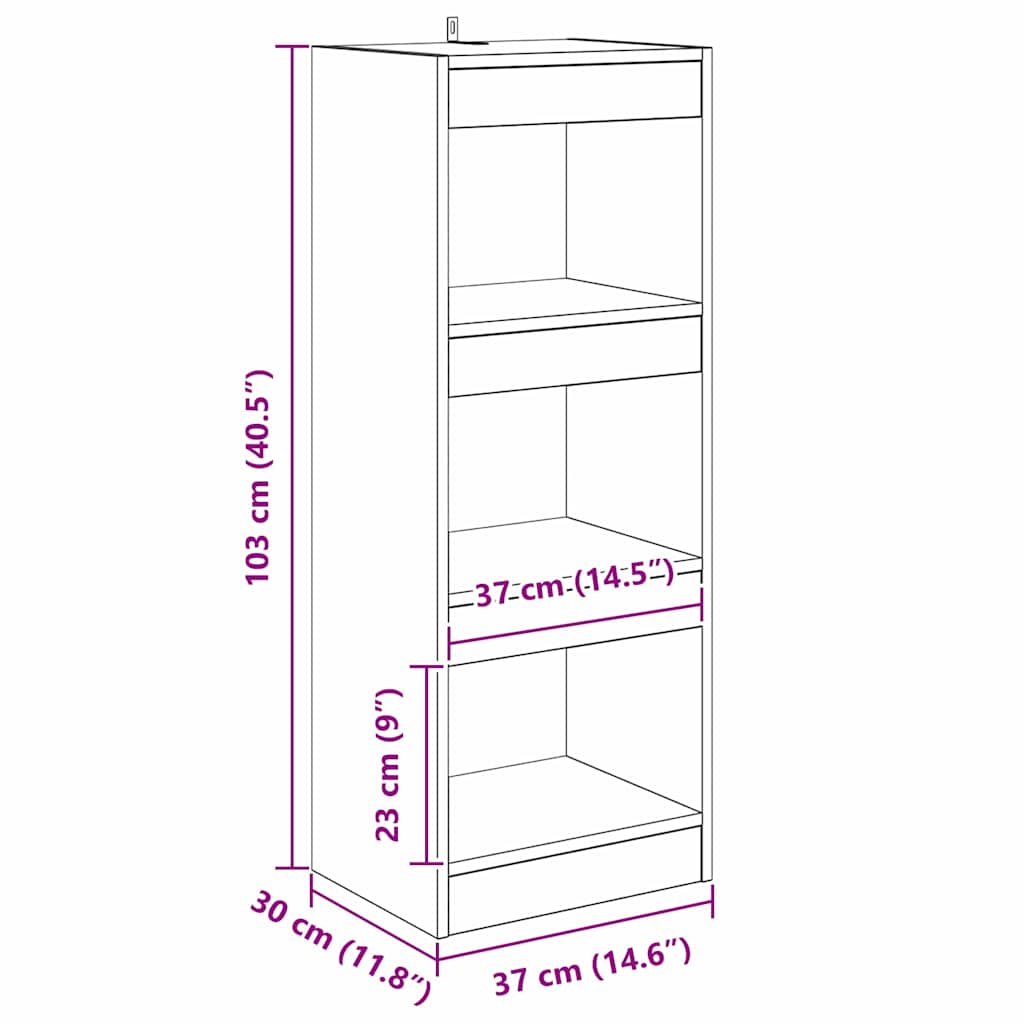 Boekenkast Zwart eiken 40 x 30 x 103 cm Bewerkt hout