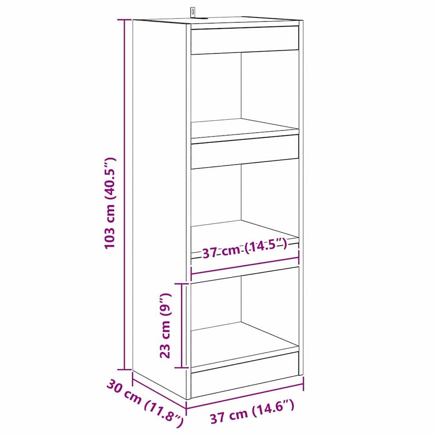 Boekenkast Zwart eiken 40 x 30 x 103 cm Bewerkt hout