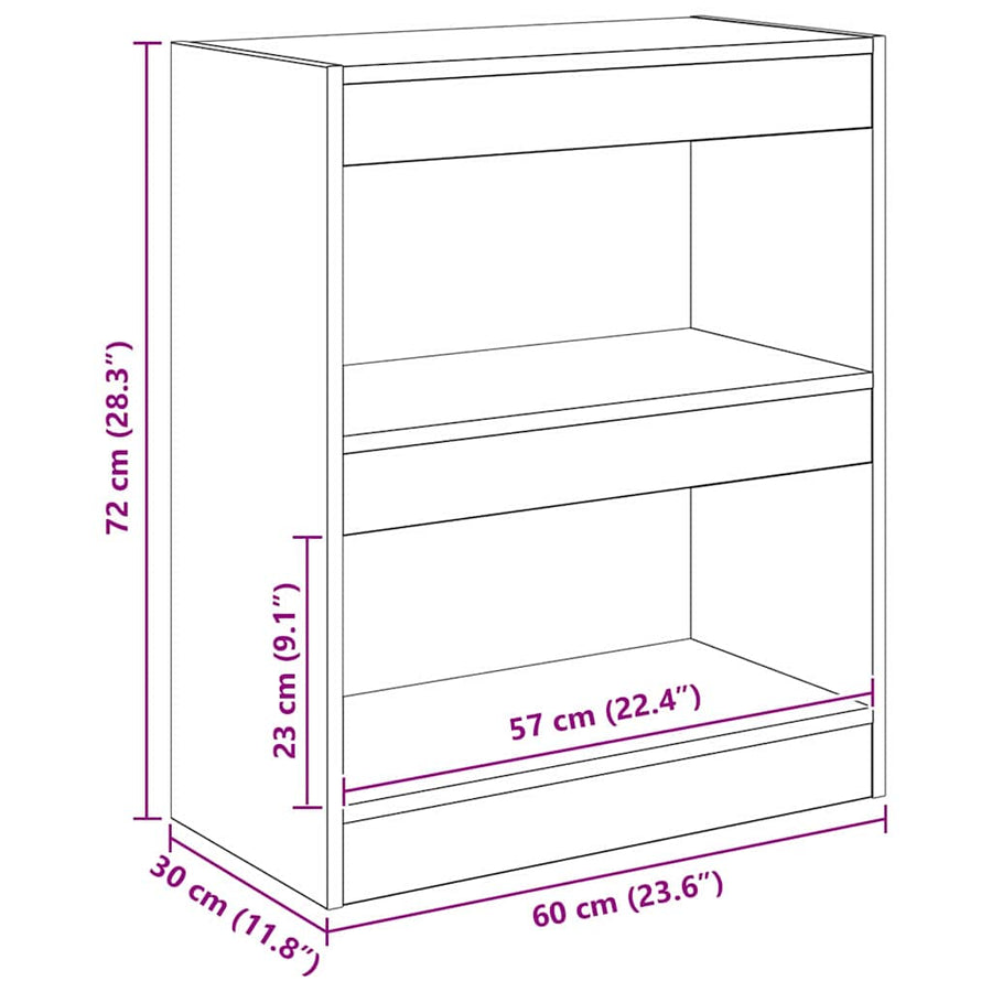 Boekenkast Artisan Eiken 60 x 30 x 72 cm Bewerkt hout