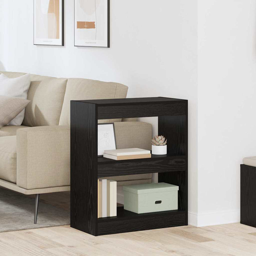 Boekenkast Zwart Eiken 60 x 30 x 72 cm Bewerkt hout