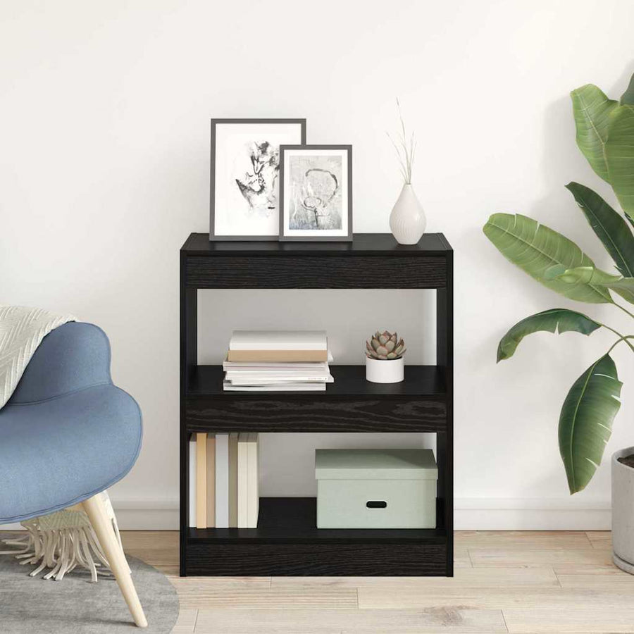 Boekenkast Zwart Eiken 60 x 30 x 72 cm Bewerkt hout
