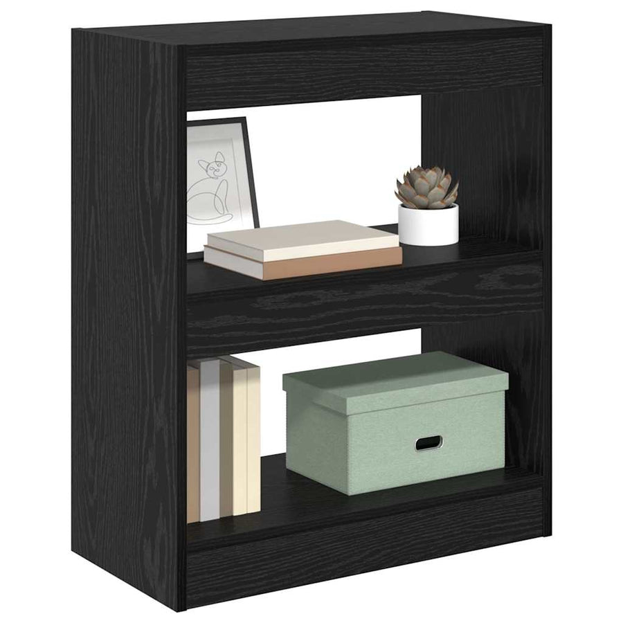 Boekenkast Zwart Eiken 60 x 30 x 72 cm Bewerkt hout