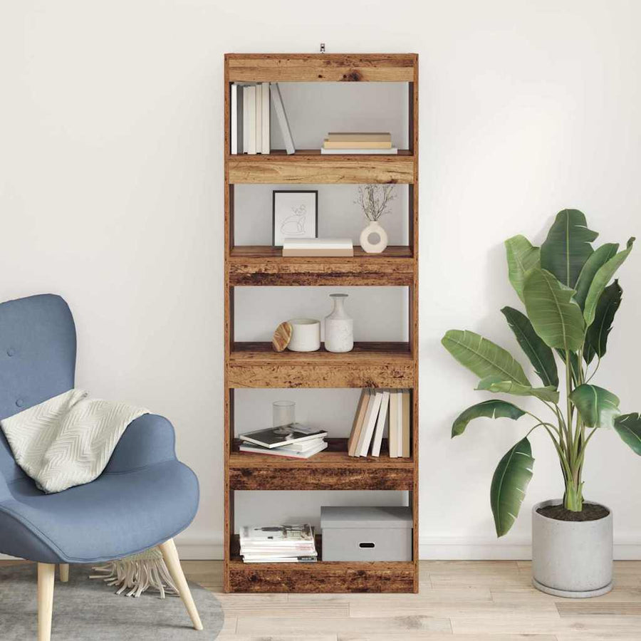 Boekenkast Oud hout 60 x 30 x 166 cm Bewerkt hout