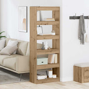 Boekenkast 60x30x166 cm bewerkt hout eikenkleurig