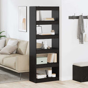 Boekenkast 60x30x166 cm zwart eiken bewerkt hout