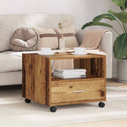 Salontafel 55x55x45 cm bewerkt hout lade