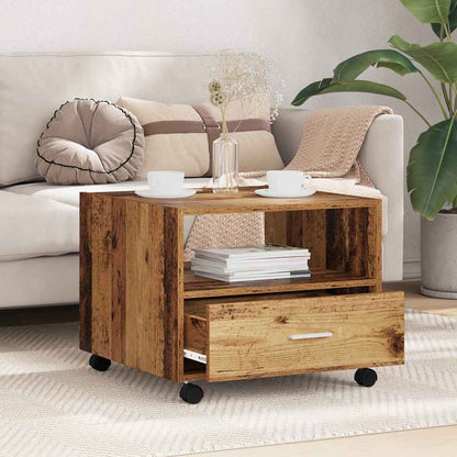Salontafel with Drawer Oud hout 55 x 55 x 45 cm Bewerkt hout