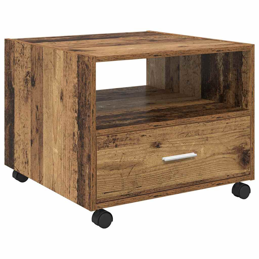 Salontafel with Drawer Oud hout 55 x 55 x 45 cm Bewerkt hout