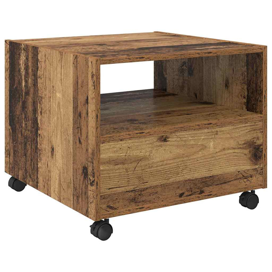 Salontafel with Drawer Oud hout 55 x 55 x 45 cm Bewerkt hout