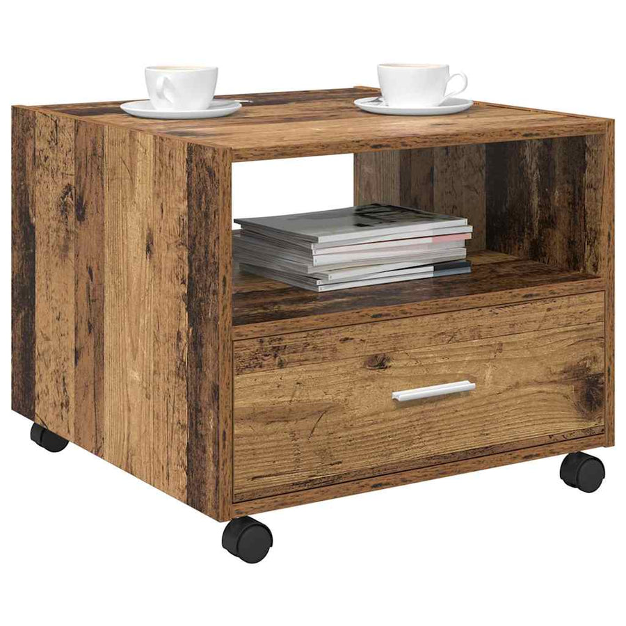 Salontafel with Drawer Oud hout 55 x 55 x 45 cm Bewerkt hout