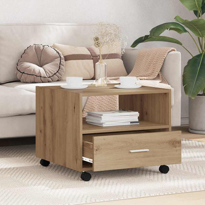 Salontafel artisanaal eikenkleurig 55 x 55 x 45 cm Bewerkt hout