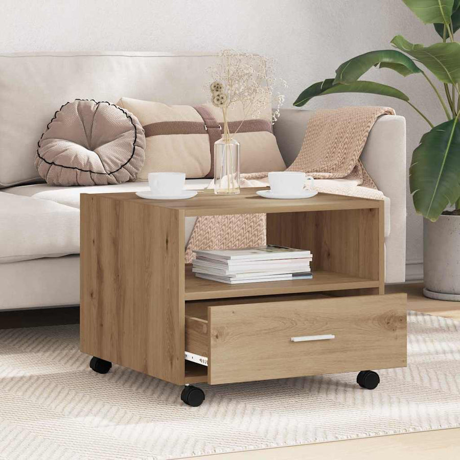 Salontafel artisanaal eikenkleurig 55 x 55 x 45 cm Bewerkt hout
