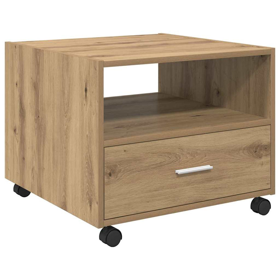 Salontafel artisanaal eikenkleurig 55 x 55 x 45 cm Bewerkt hout
