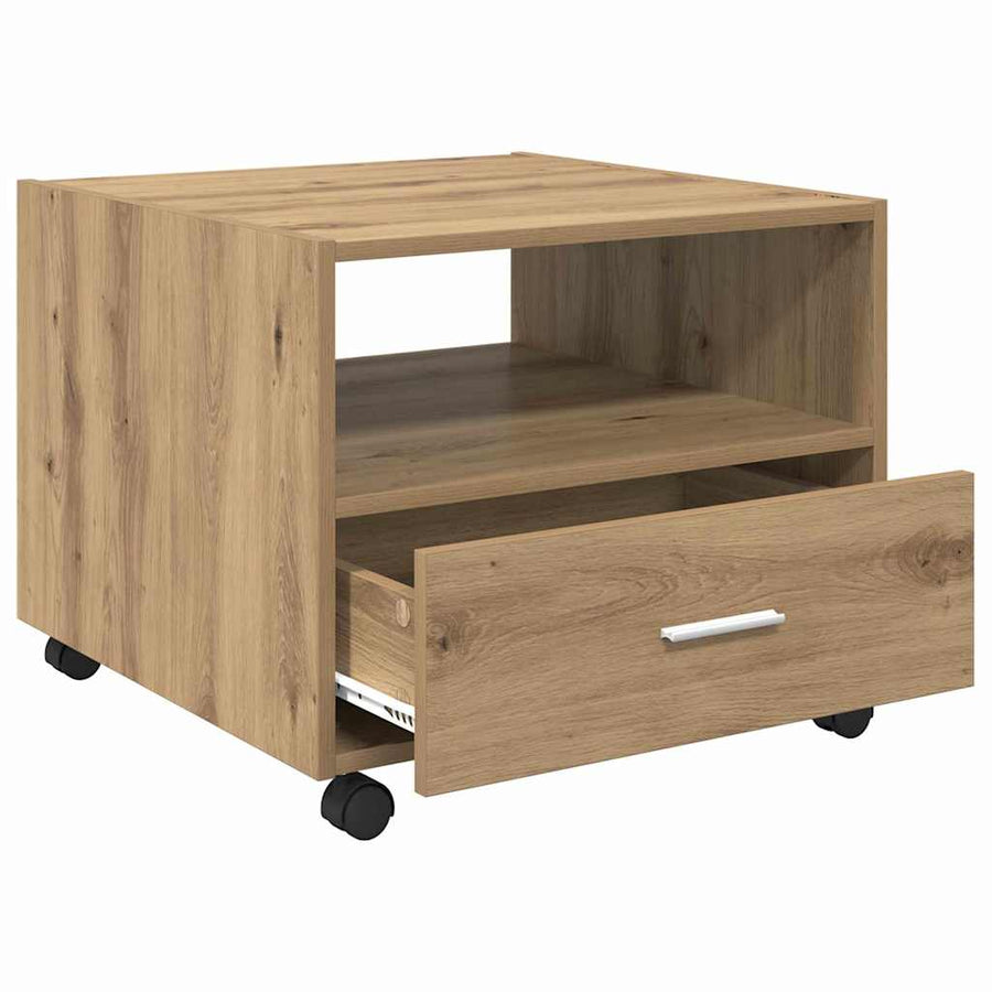 Salontafel artisanaal eikenkleurig 55 x 55 x 45 cm Bewerkt hout