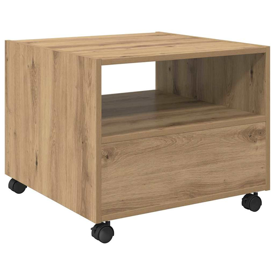 Salontafel artisanaal eikenkleurig 55 x 55 x 45 cm Bewerkt hout
