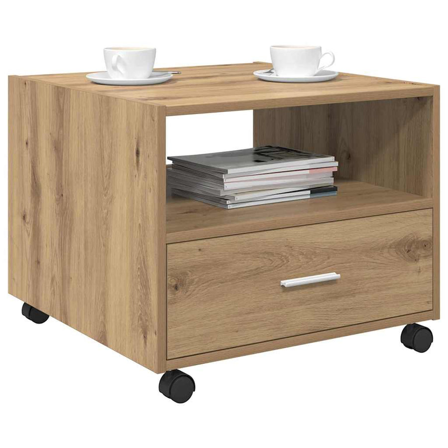 Salontafel artisanaal eikenkleurig 55 x 55 x 45 cm Bewerkt hout