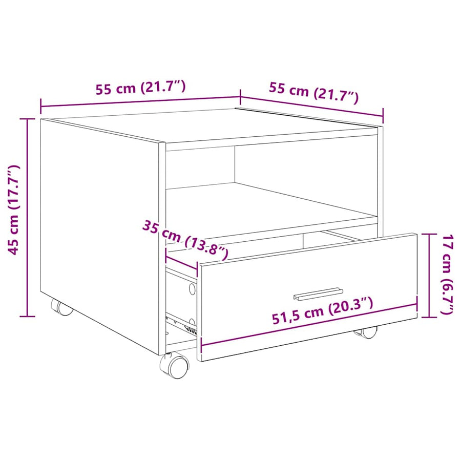 Salontafel artisanaal eikenkleurig 55 x 55 x 45 cm Bewerkt hout