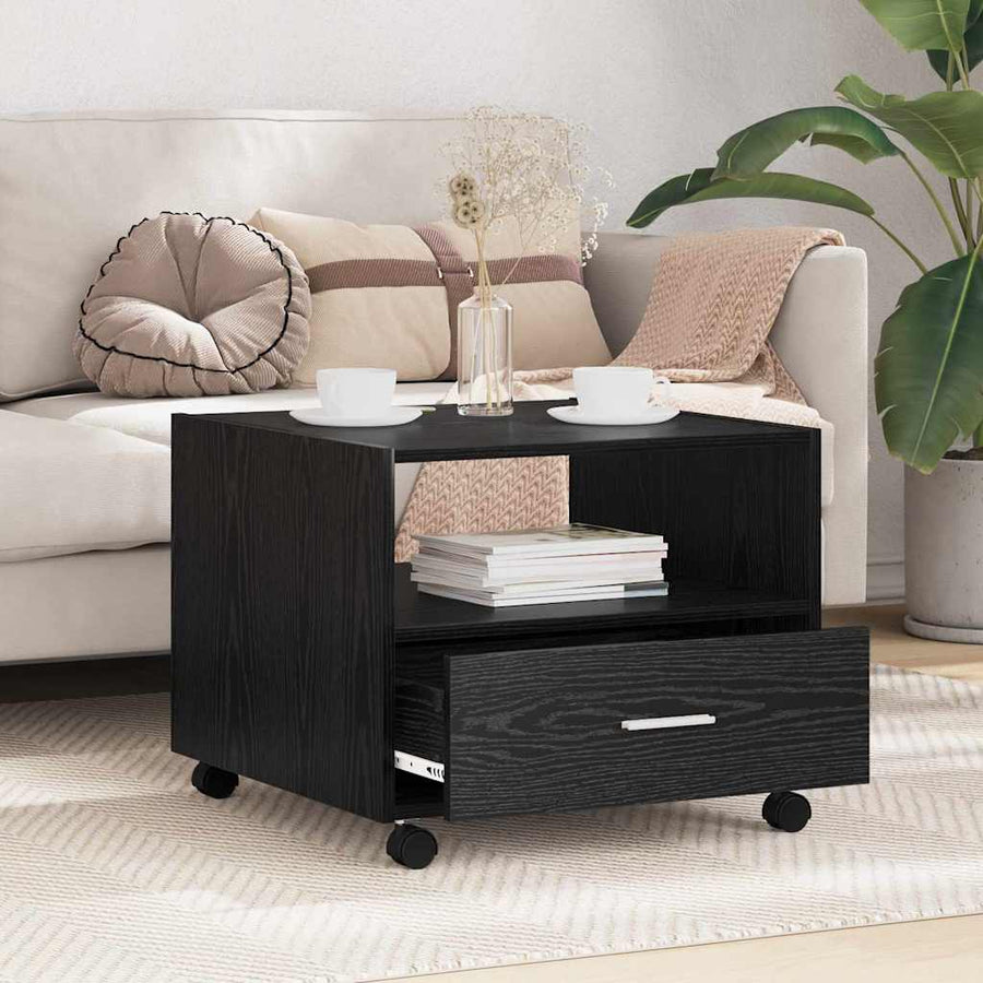Salontafel with Drawer Zwart eiken 55 x 55 x 45 cm Bewerkt hout
