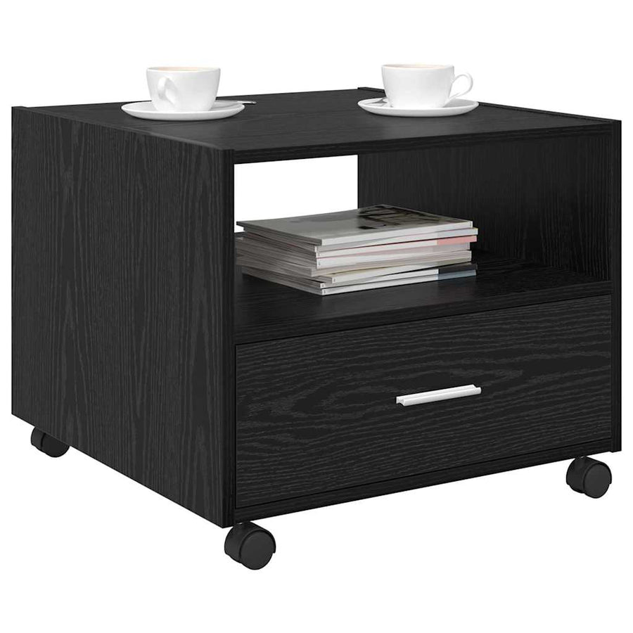 Salontafel with Drawer Zwart eiken 55 x 55 x 45 cm Bewerkt hout