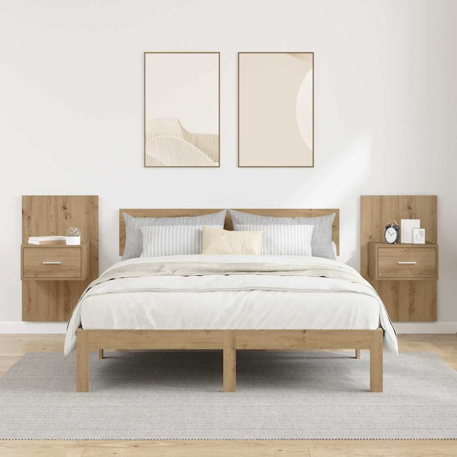 Bedkast 2 pcs artisanaal eikenkleurig 48.5 x 32.5 x 80 cm