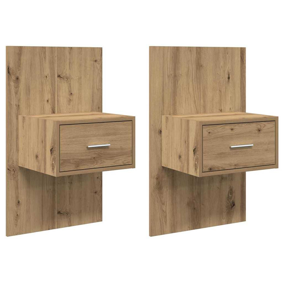 Bedkast 2 pcs artisanaal eikenkleurig 48.5 x 32.5 x 80 cm