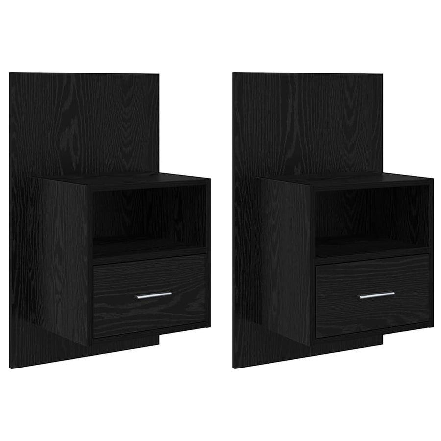 Bedkast 2 pcs Zwart eiken 48.5 x 32.5 x 80 cm Bewerkt hout