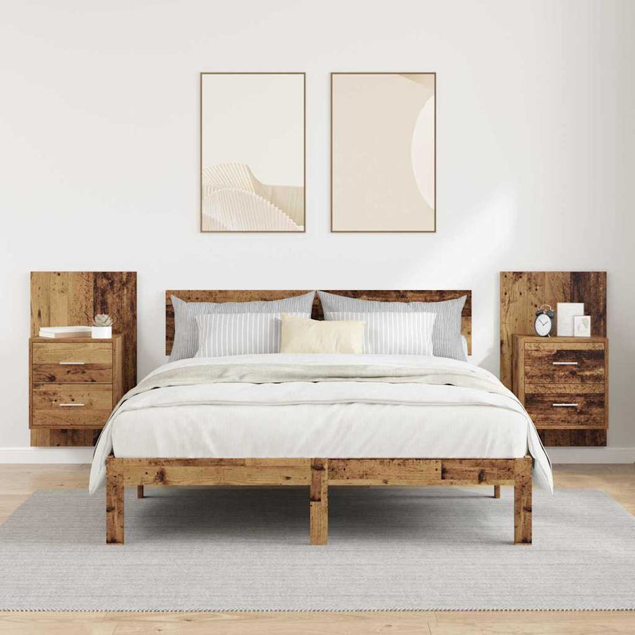 Wandkastje 2 pcs Oud Hout 48,5 x 32,5 x 80 cm Bewerkt hout