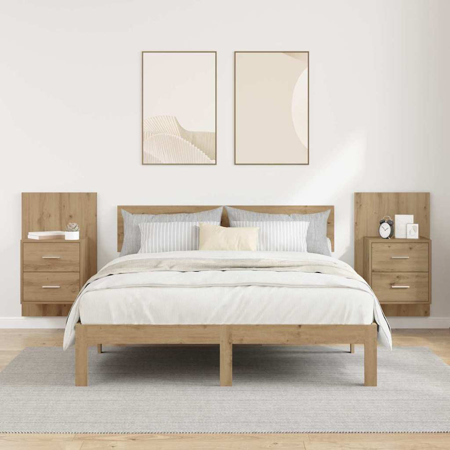 Wandkastje 2 pcs Artisan Eiken 48,5 x 32,5 x 80 cm Bewerkt hout