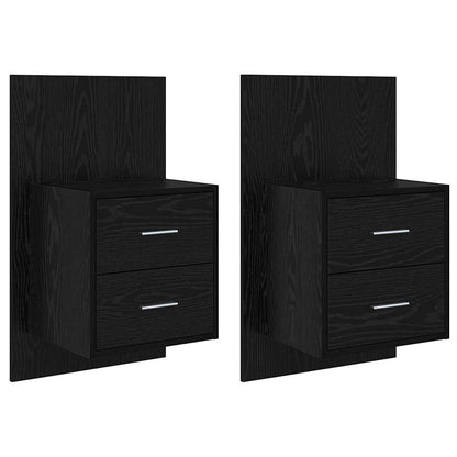 Wandkastje 2 pcs Zwart Eiken 48,5 x 32,5 x 80 cm Bewerkt hout