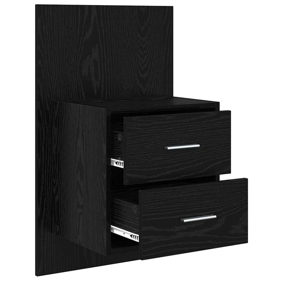 Wandkastje 2 pcs Zwart Eiken 48,5 x 32,5 x 80 cm Bewerkt hout