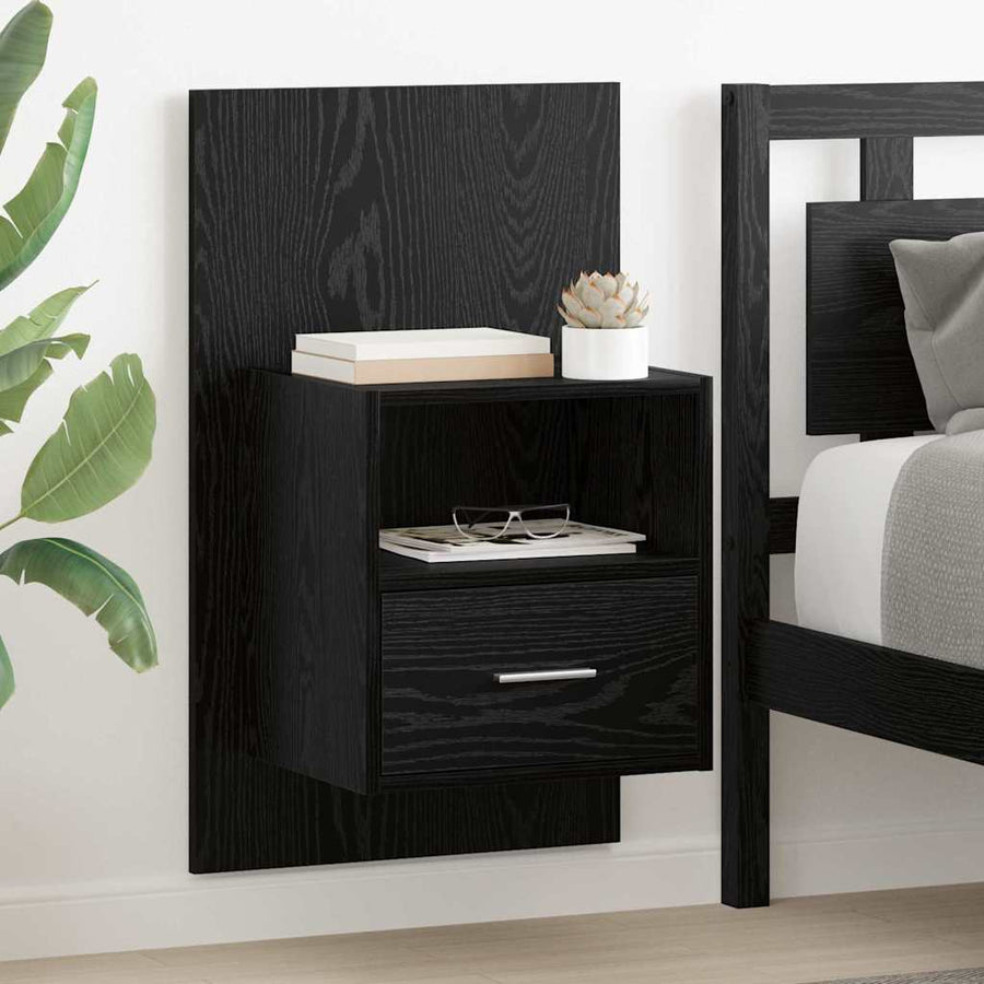 Bedkast 2 pcs Zwart eiken 48.5 x 32.5 x 80 cm Bewerkt hout