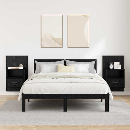 Bedkast 2 pcs Zwart eiken 48.5 x 32.5 x 80 cm Bewerkt hout