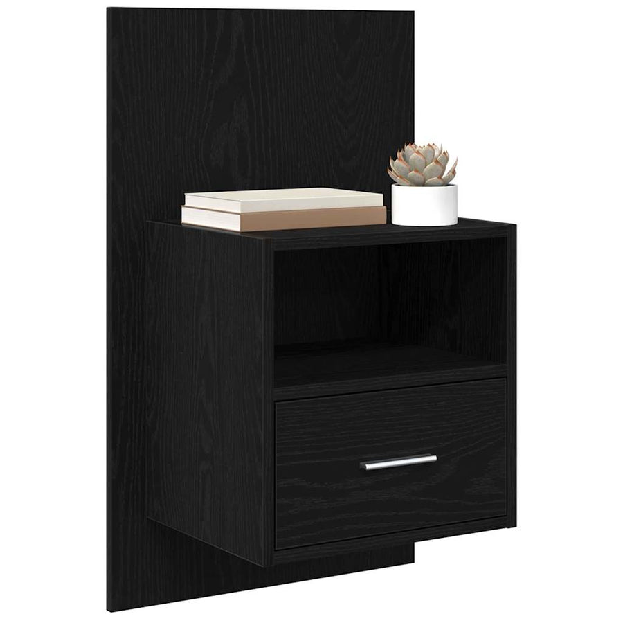 Bedkast 2 pcs Zwart eiken 48.5 x 32.5 x 80 cm Bewerkt hout