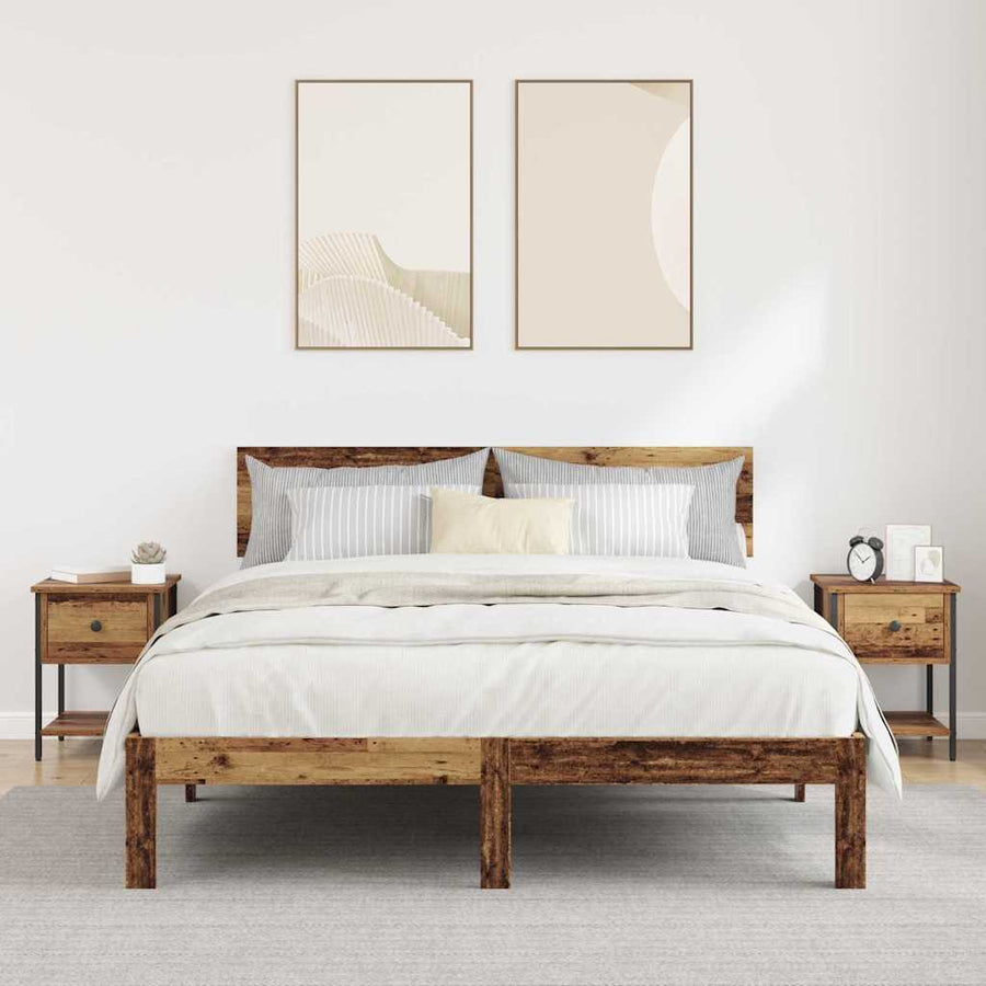 Bedkast 2 pcs Oud hout 40 x 39 x 40 cm Bewerkt hout