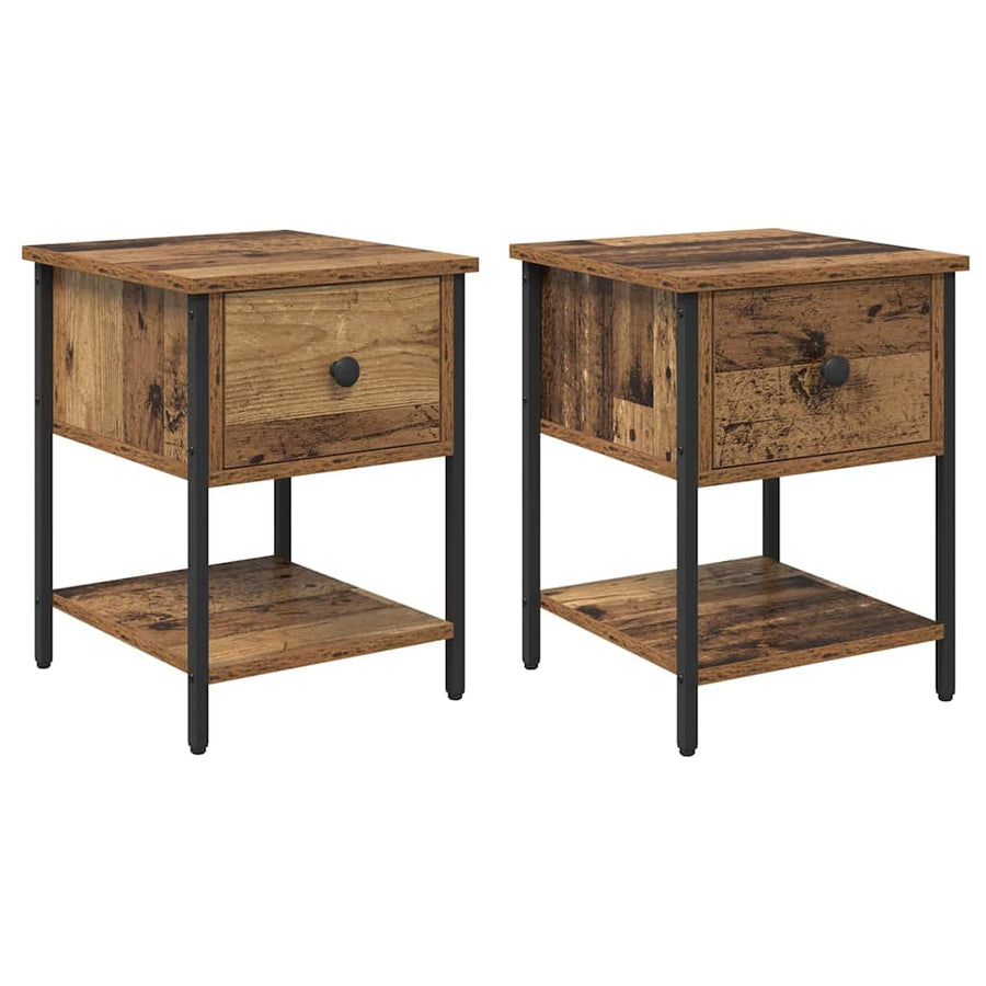 Bedkast 2 pcs Oud hout 40 x 39 x 40 cm Bewerkt hout