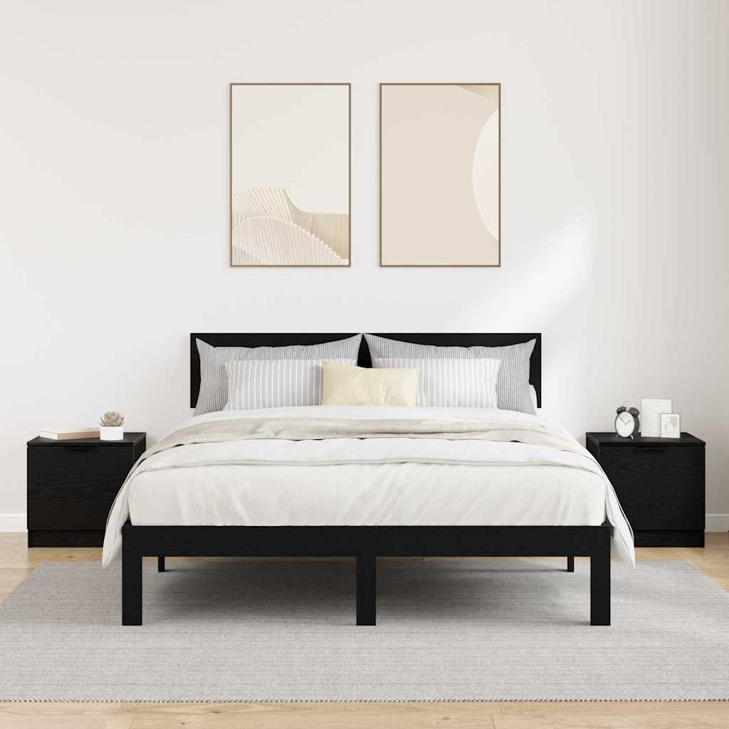 Bedkast 2 pcs Zwart eiken 40 x 39 x 40 cm Bewerkt hout