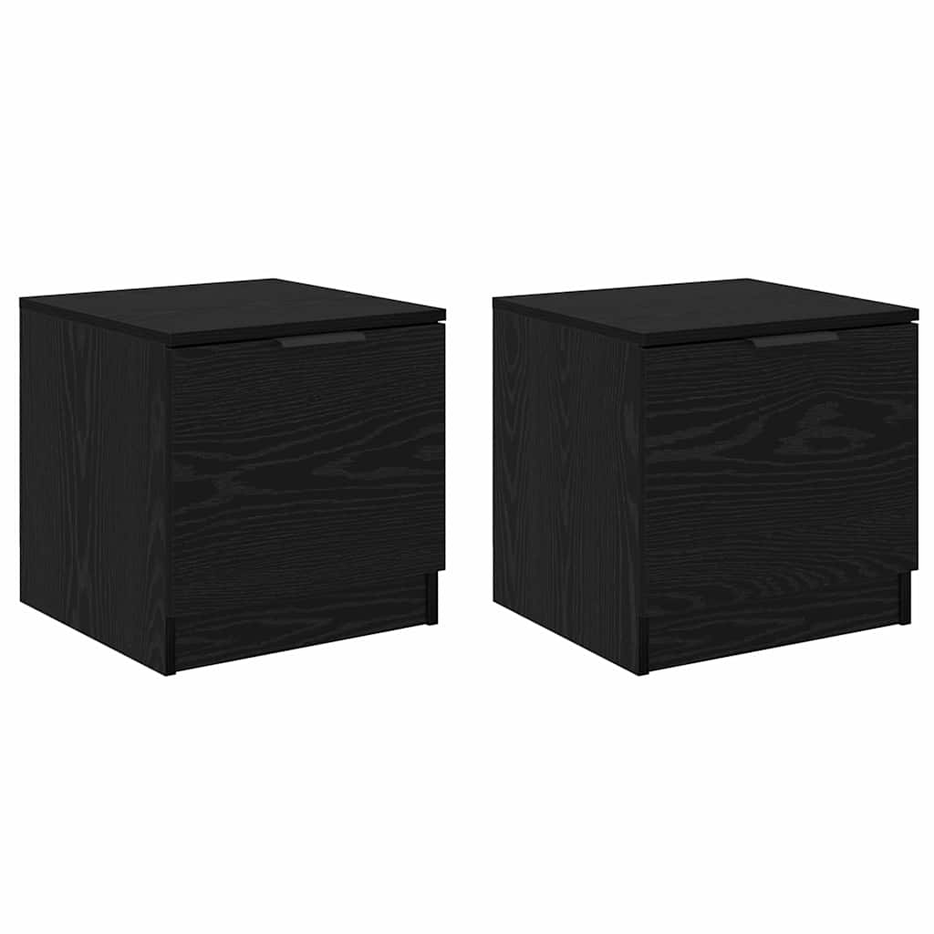 Bedkast 2 pcs Zwart eiken 40 x 39 x 40 cm Bewerkt hout