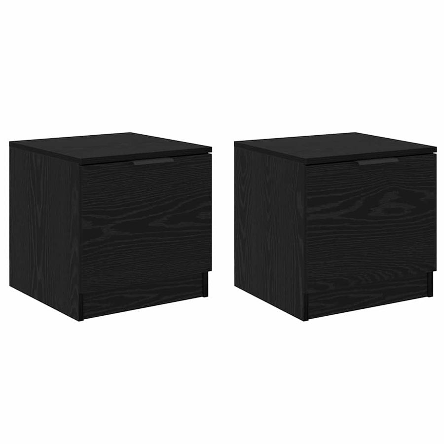 Bedkast 2 pcs Zwart eiken 40 x 39 x 40 cm Bewerkt hout