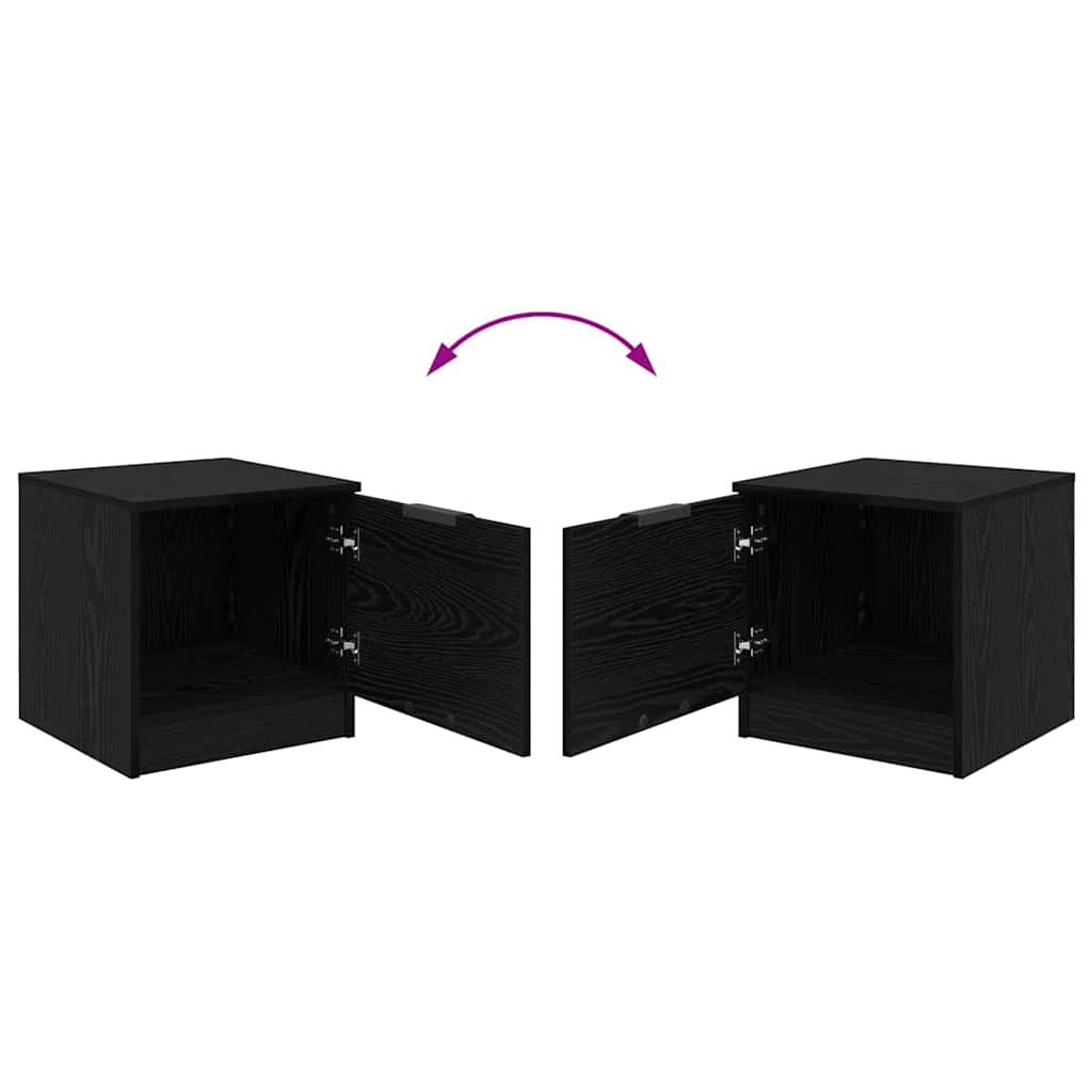 Bedkast 2 pcs Zwart eiken 40 x 39 x 40 cm Bewerkt hout