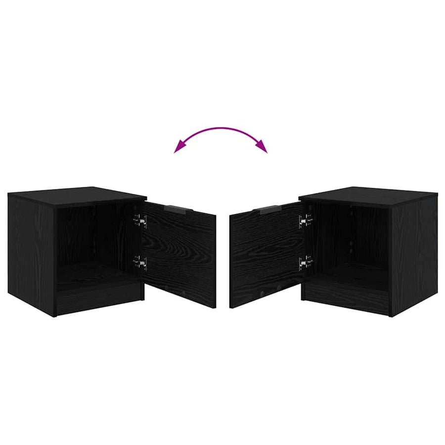 Bedkast 2 pcs Zwart eiken 40 x 39 x 40 cm Bewerkt hout