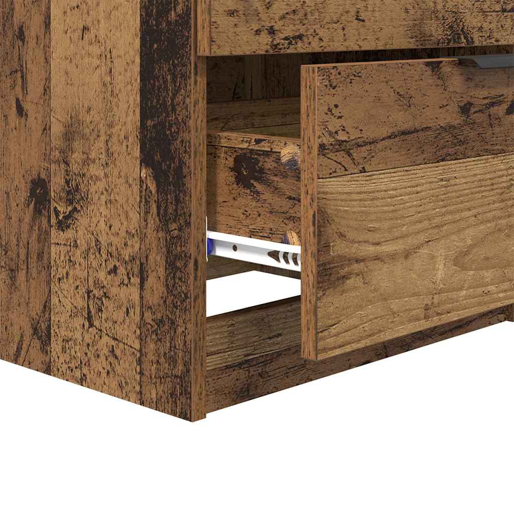 Nachtkastje met lade 2 pcs Oudhout 45 x 39 x 50cm Bewerkt hout