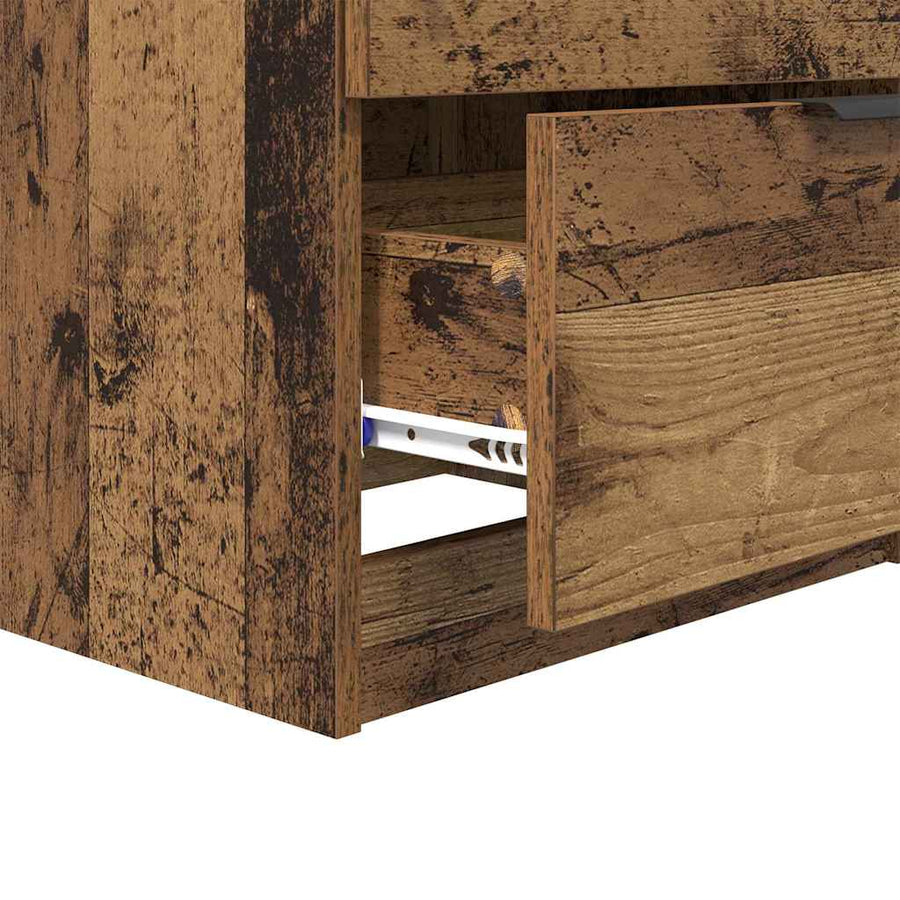 Nachtkastje met lade 2 pcs Oudhout 45 x 39 x 50cm Bewerkt hout