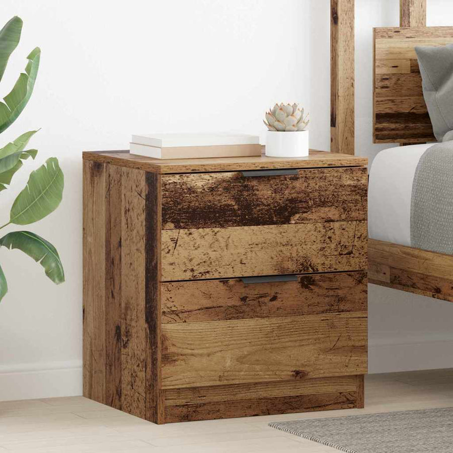 Nachtkastje met lade 2 pcs Oudhout 45 x 39 x 50cm Bewerkt hout